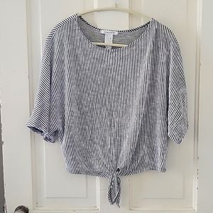 Tie front Striped Crop Top